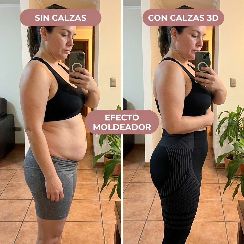 Sin calzas vs con Calzas 3D: efecto moldeador